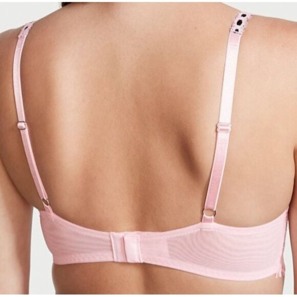 VS DREAM ANGELS Lightly Lined Ribbon Slot Demi Bra Angel Pink Ribbon Slot 36DD - Picture 7 of 14